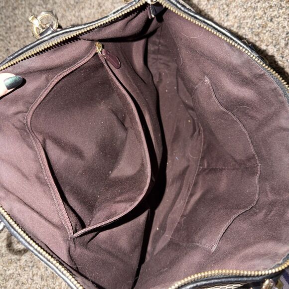 Coach Taylor Tote F28467 Check Jacquard Black Brown Leather Trim Shoulder Bag - Picture 5 of 5